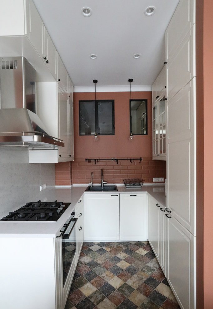 narrow kitchen space layout