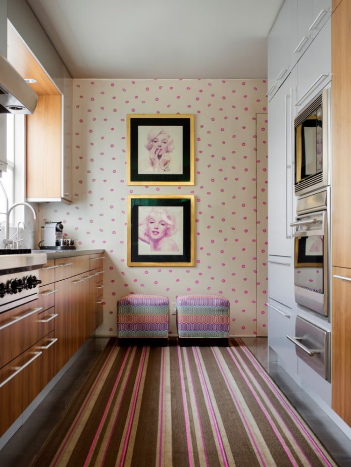 decorative design of a narrow kitchen