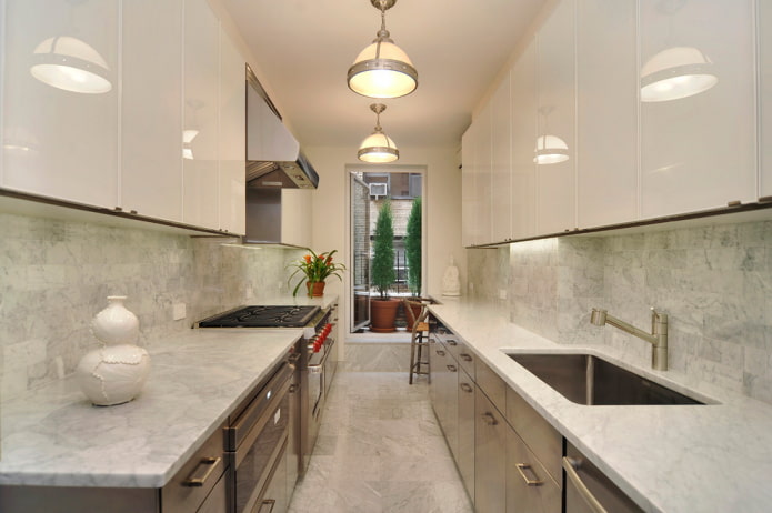 narrow kitchen space decoration