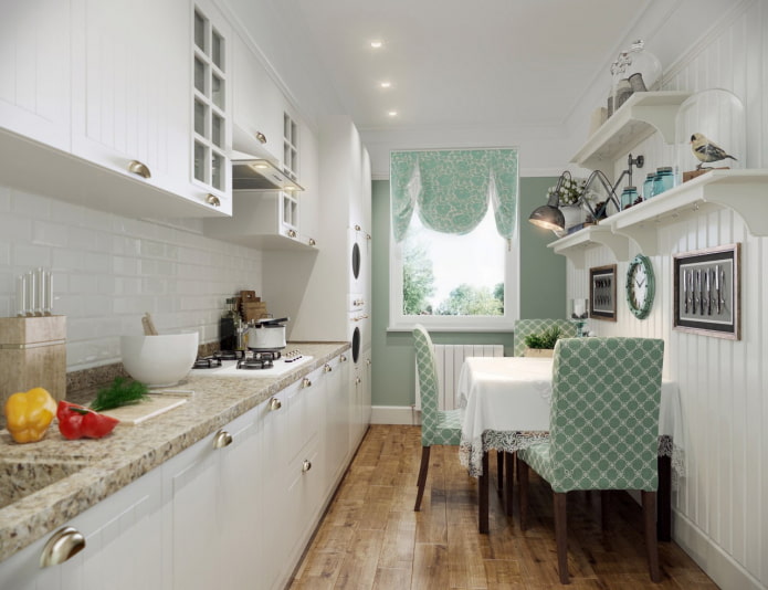 arrangement of a narrow kitchen space