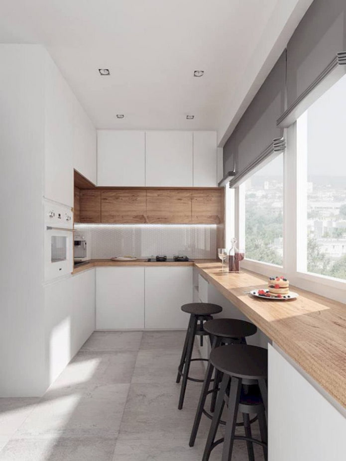 arrangement of a narrow kitchen space