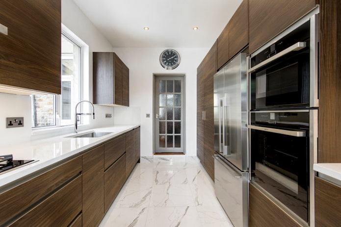 finishing of a narrow kitchen space