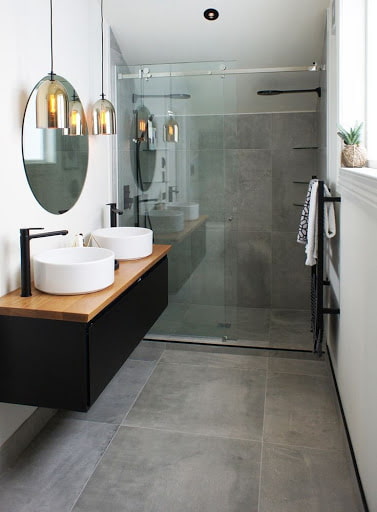 spacious shower