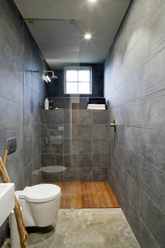 gray tiles on the walls