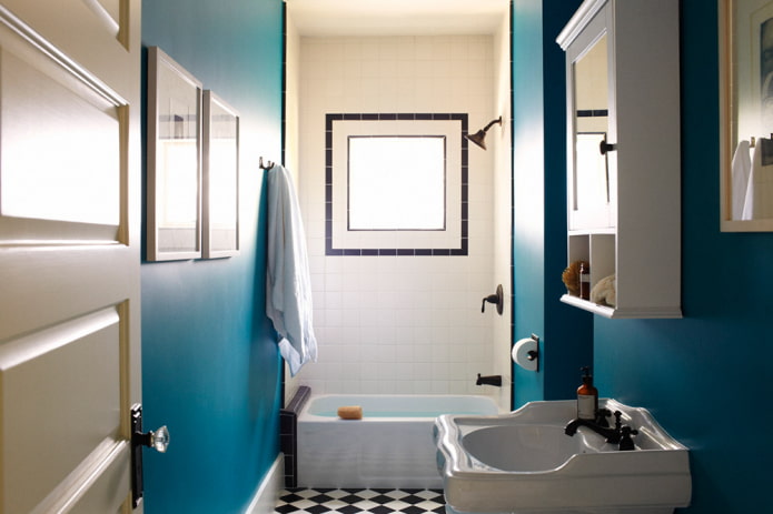 bathroom with blue walls