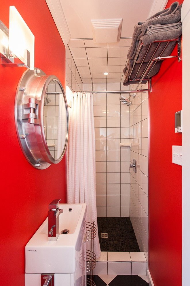 red bathroom