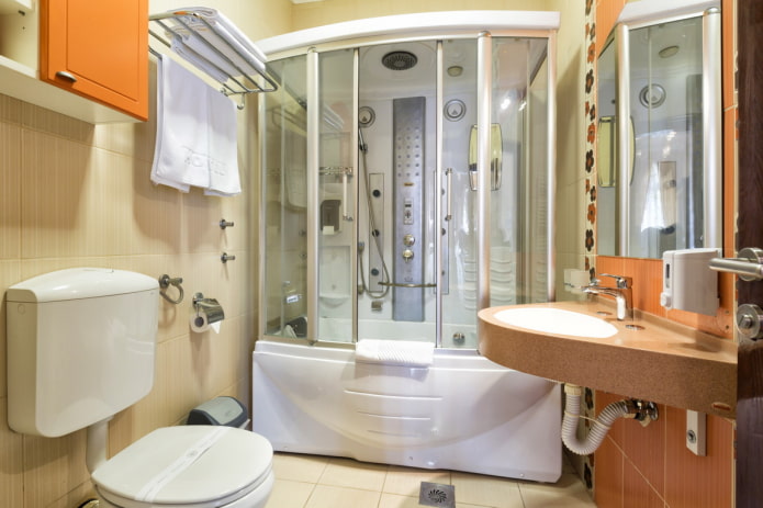 Shower stall with bathtub