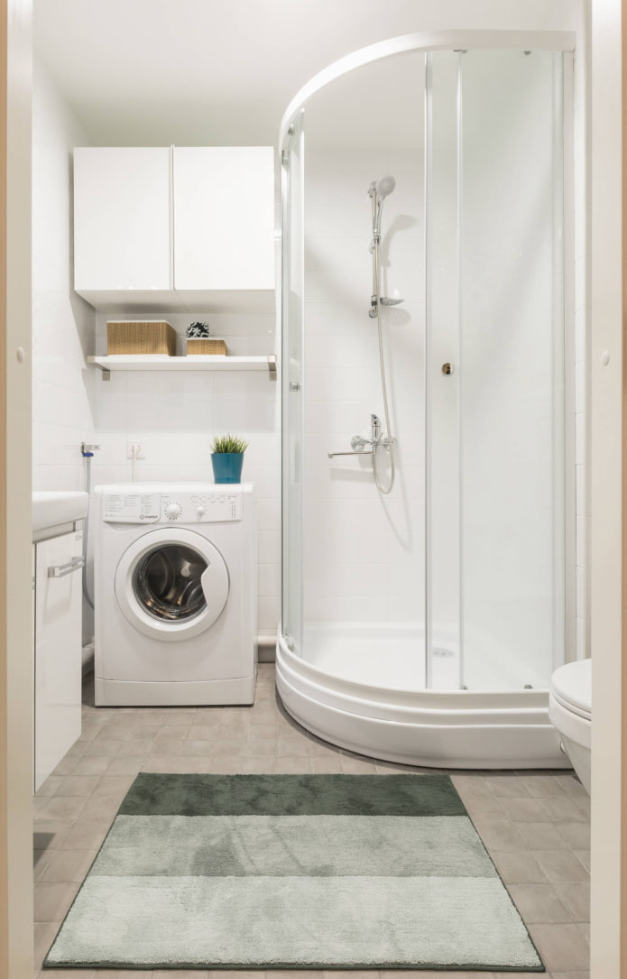 White cabin in a light bathroom