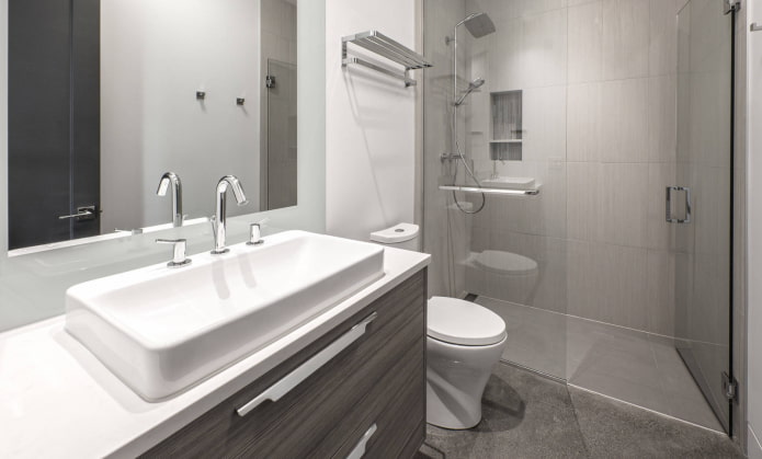 Shower in a small bathroom