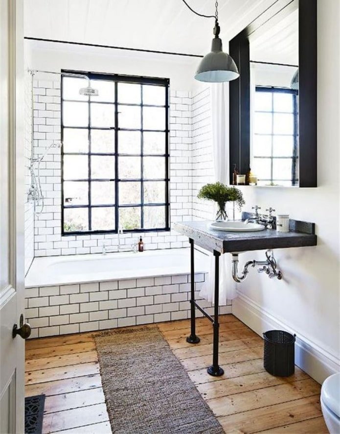 wooden floor in the bathroom