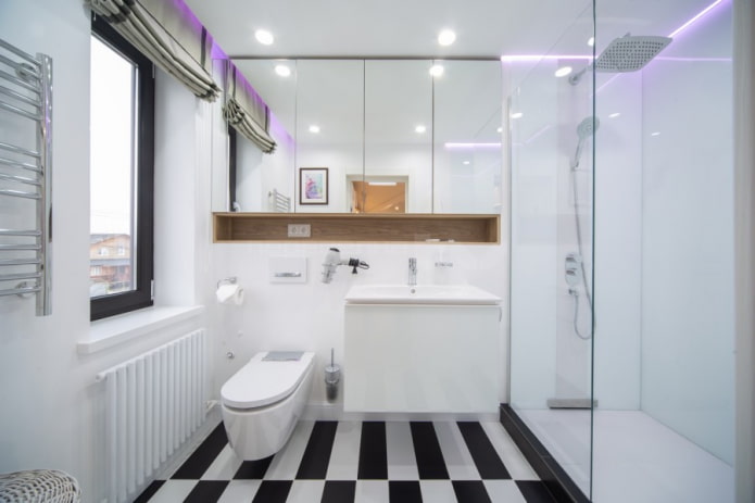 narrow window in the bathroom