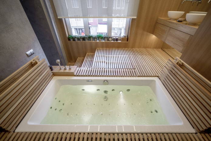 bathroom on a podium with a window