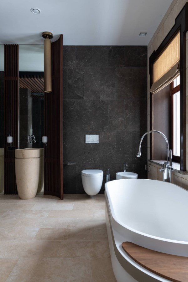 black walls in the bathroom