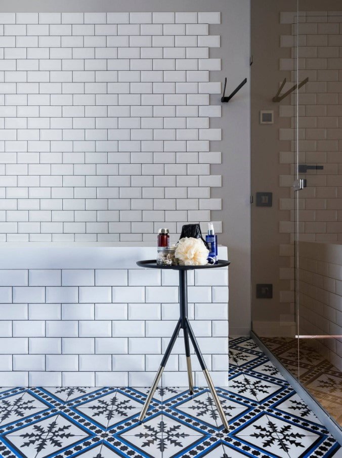 combination of tiles and paint