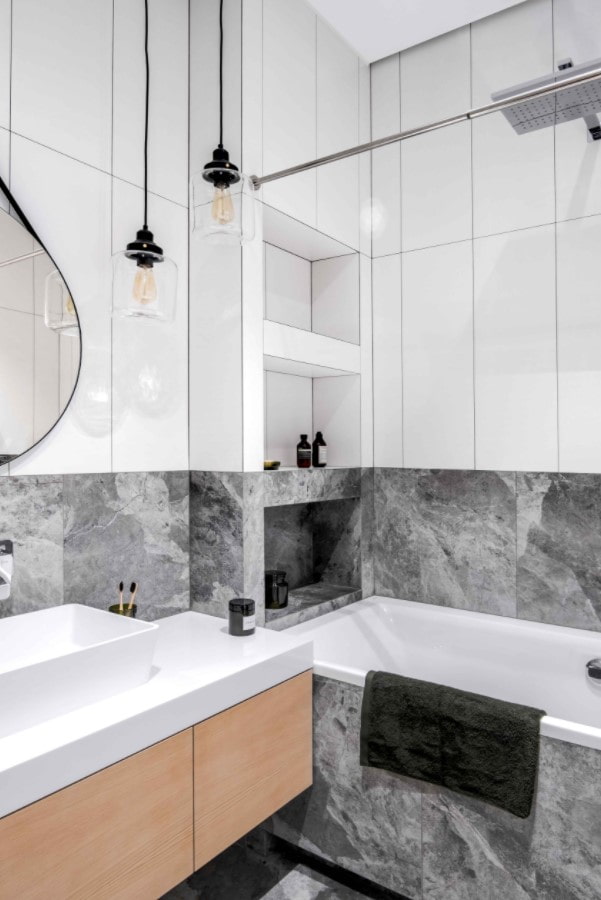 white and gray bathroom