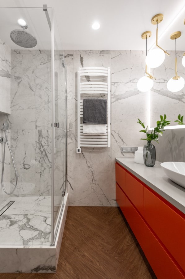 bright furniture in the bathroom