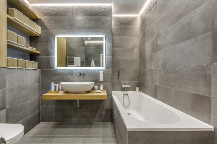 gray porcelain tile bathroom