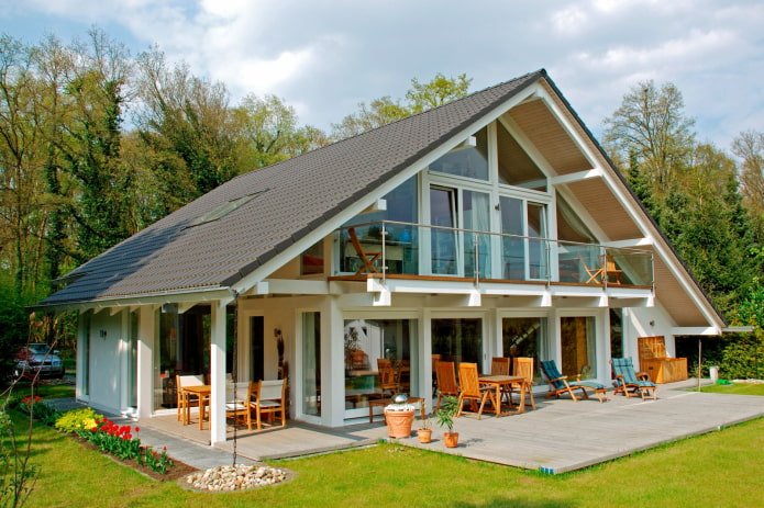half-timbered house with a terrace