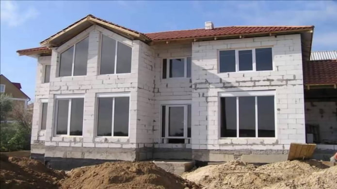 two-story house made of aerated concrete