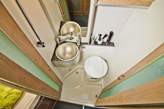 interior of a bathroom in a motorhome