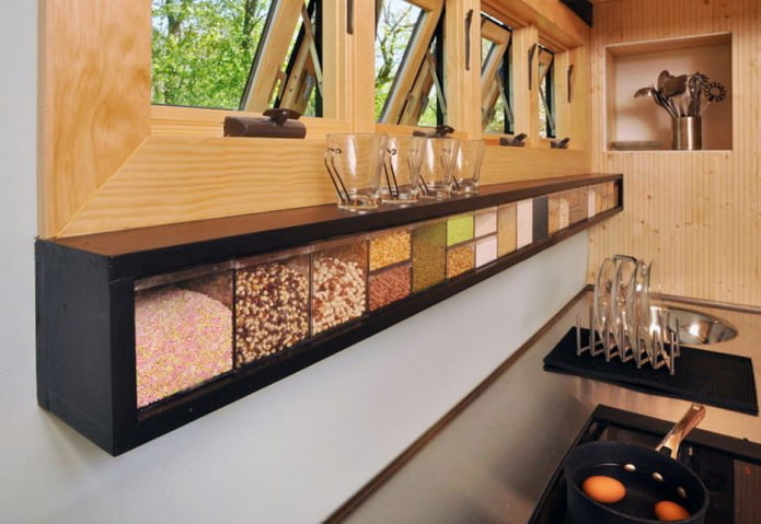 cooking area in a motorhome