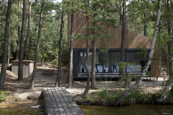 House in the forest by the lake