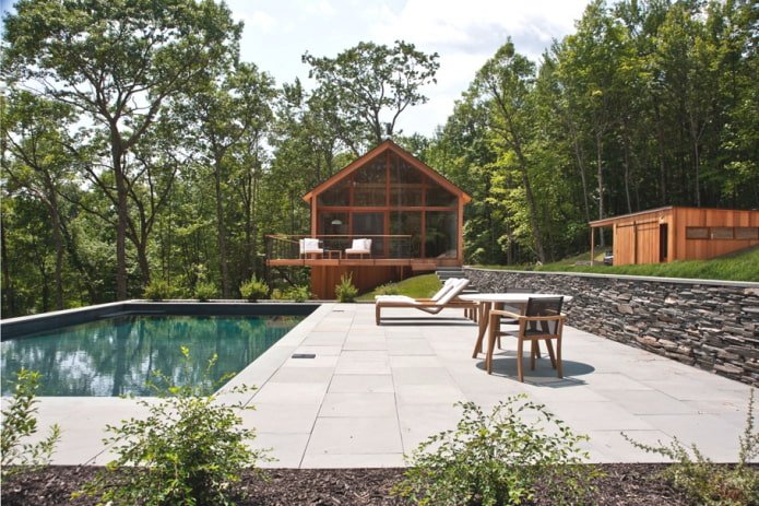 Facade of the house in the forest