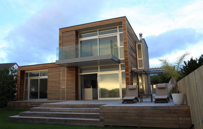 wooden house in high-tech style