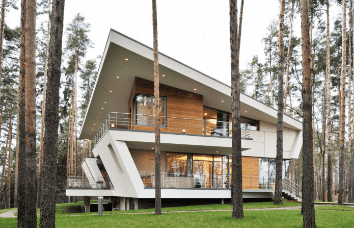 single-pitched house in high-tech style