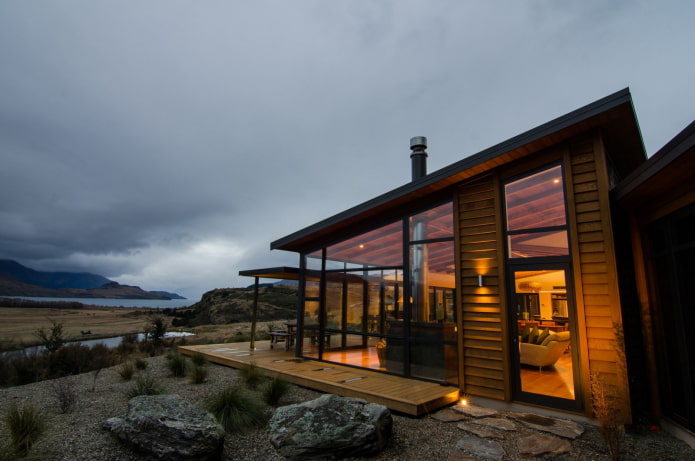 house with panoramic windows in high-tech style