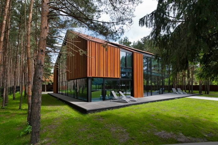 house in high-tech style in the forest