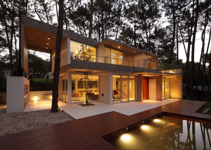 house in high-tech style in the forest