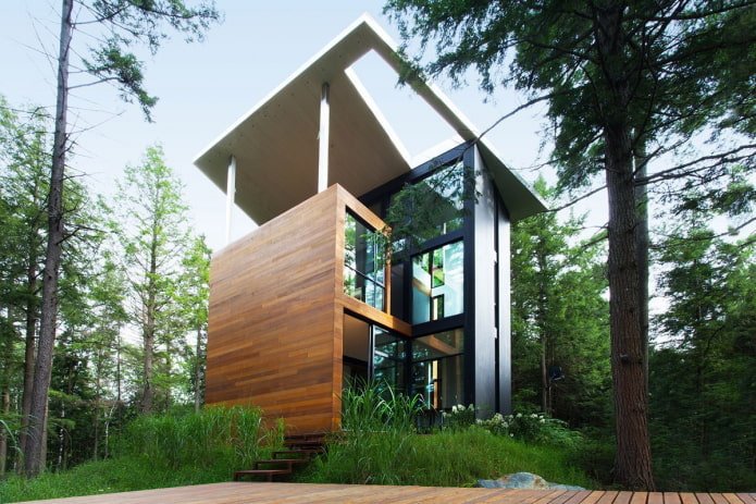 house in high-tech style in the forest