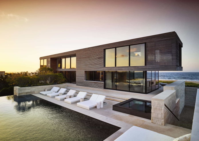 house in high-tech style on the seashore