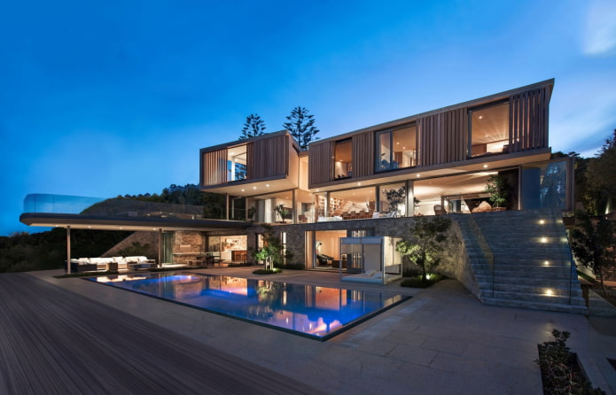 house in high-tech style on the seashore
