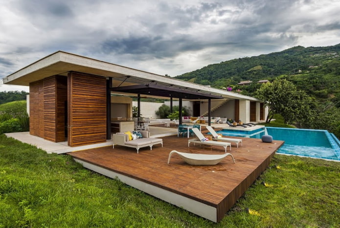 house with a terrace in high-tech style