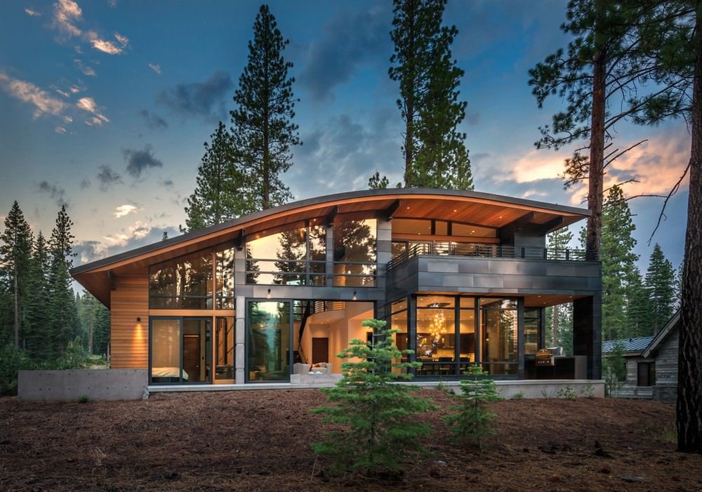 two-story house with panoramic windows