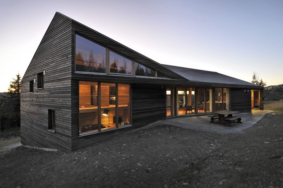 country house with panoramic windows