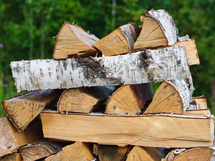 Split birch firewood