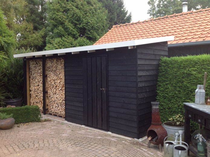 woodshed near the wall of the house