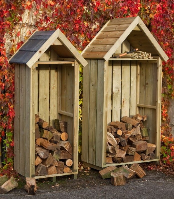 woodpile in the form of a house