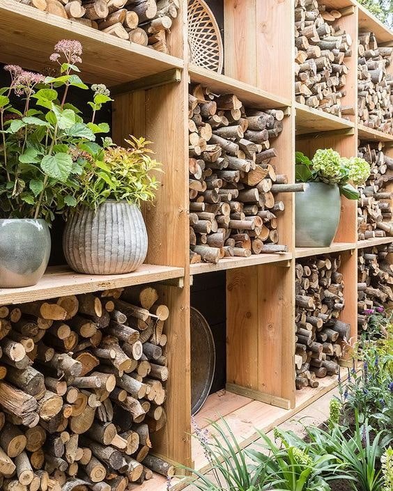 woodpile in the form of a rack