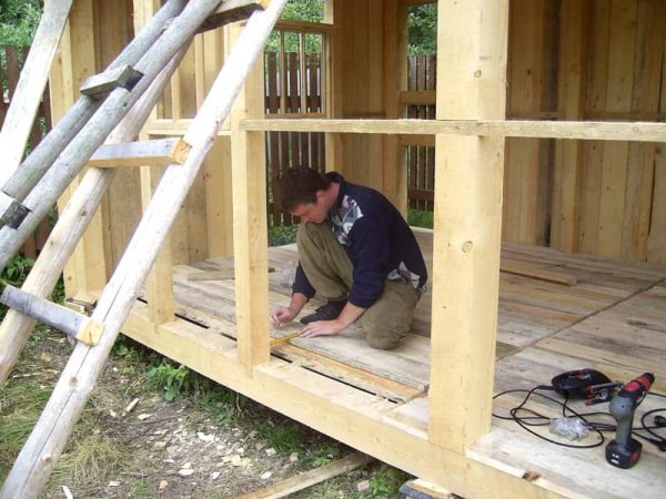wooden woodshed for the dacha