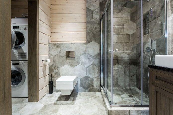 shower tray made of tiles in the interior
