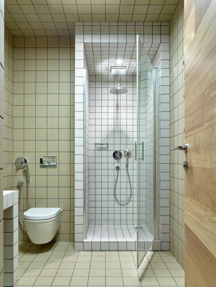 shower tray made of tiles in the interior