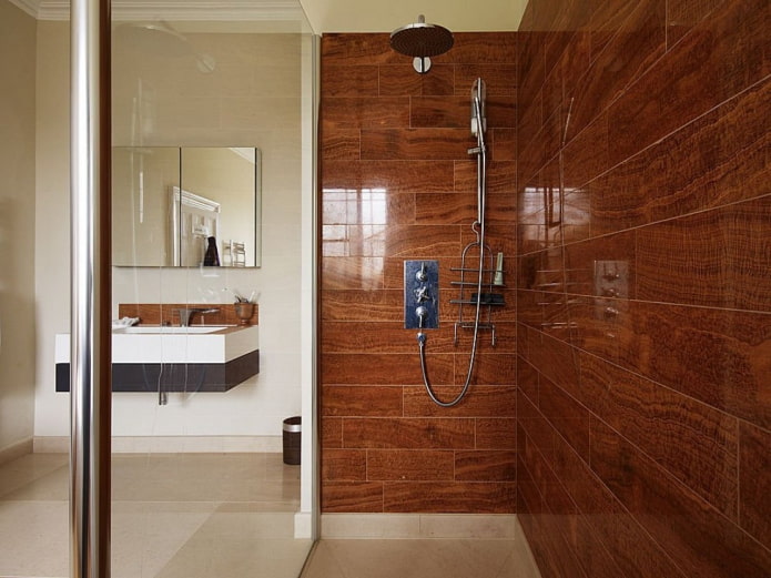 tiles under the tree in the shower in the interior
