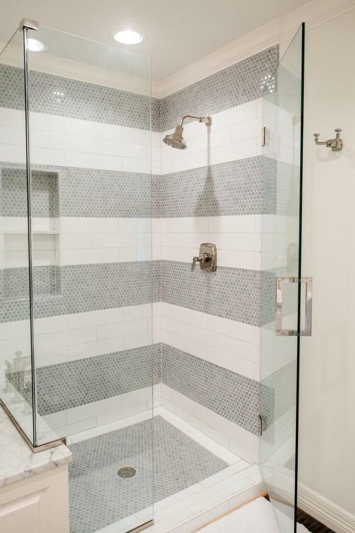 shower made of mosaic and tiles in the interior