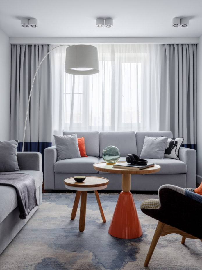 two sofas at an angle in the hall