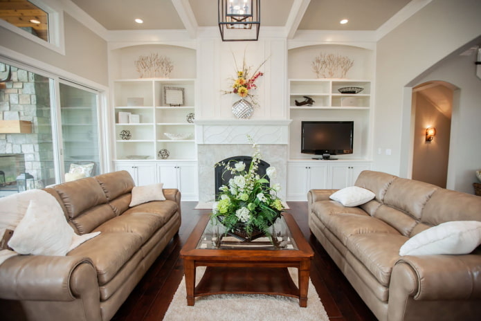 two leather sofas in the interior