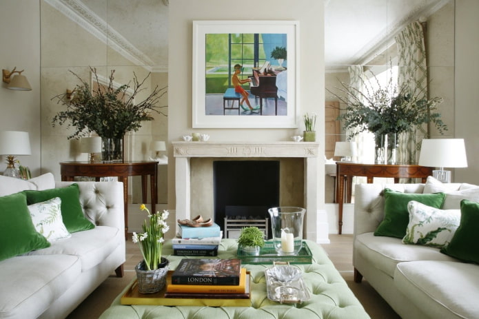 square hall with two sofas